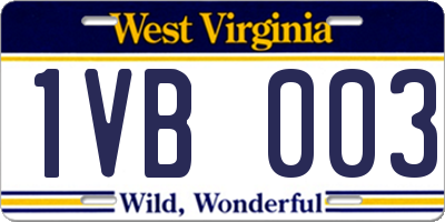 WV license plate 1VB003