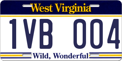 WV license plate 1VB004