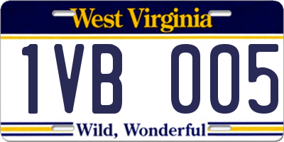 WV license plate 1VB005