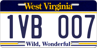 WV license plate 1VB007