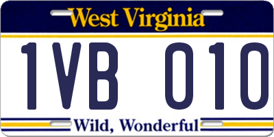 WV license plate 1VB010