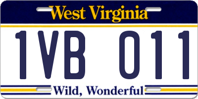 WV license plate 1VB011