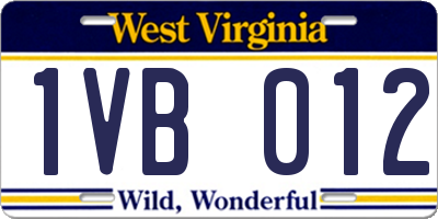 WV license plate 1VB012