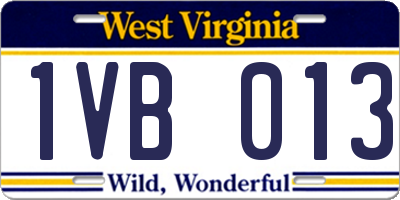 WV license plate 1VB013