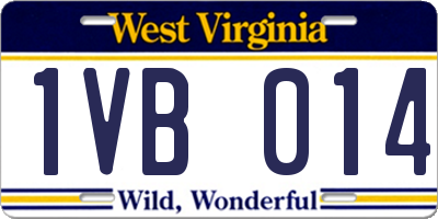 WV license plate 1VB014
