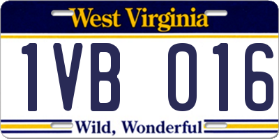 WV license plate 1VB016