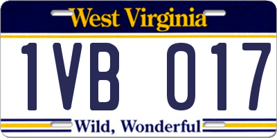 WV license plate 1VB017