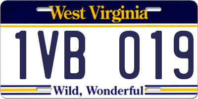 WV license plate 1VB019