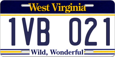 WV license plate 1VB021