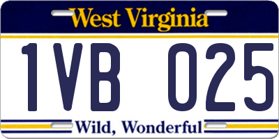 WV license plate 1VB025