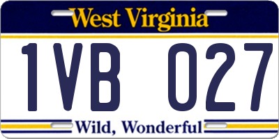 WV license plate 1VB027