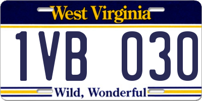 WV license plate 1VB030