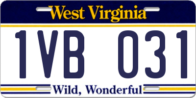 WV license plate 1VB031