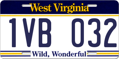 WV license plate 1VB032