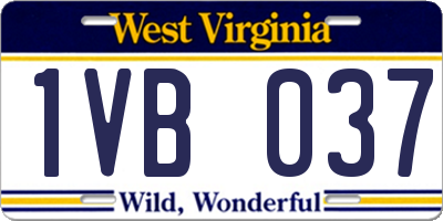 WV license plate 1VB037