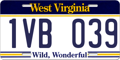 WV license plate 1VB039