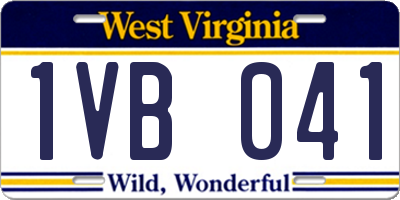 WV license plate 1VB041