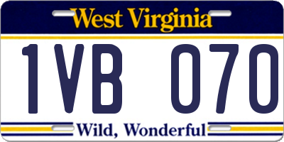 WV license plate 1VB070