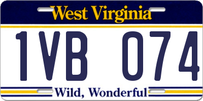 WV license plate 1VB074