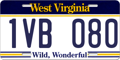 WV license plate 1VB080