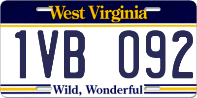 WV license plate 1VB092