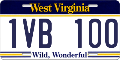 WV license plate 1VB100
