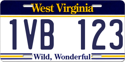 WV license plate 1VB123