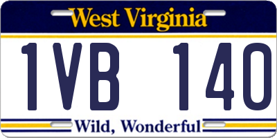 WV license plate 1VB140
