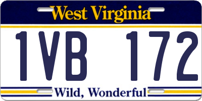 WV license plate 1VB172