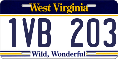 WV license plate 1VB203