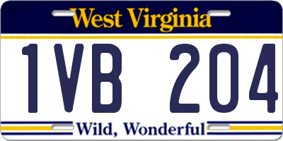 WV license plate 1VB204