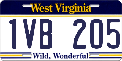 WV license plate 1VB205