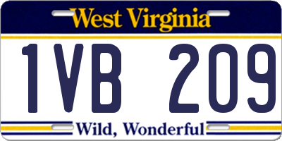 WV license plate 1VB209