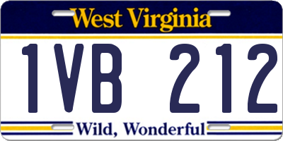 WV license plate 1VB212