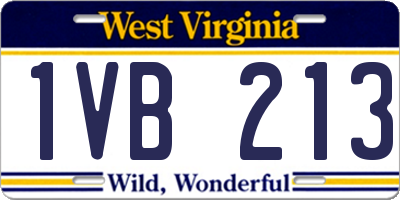 WV license plate 1VB213