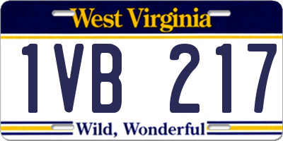 WV license plate 1VB217
