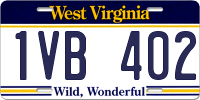 WV license plate 1VB402