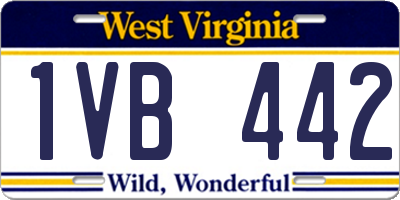 WV license plate 1VB442
