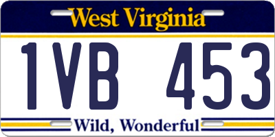 WV license plate 1VB453