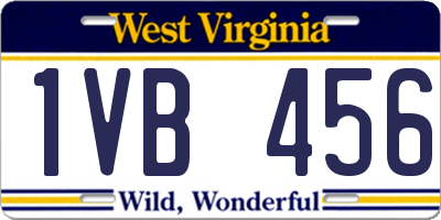 WV license plate 1VB456