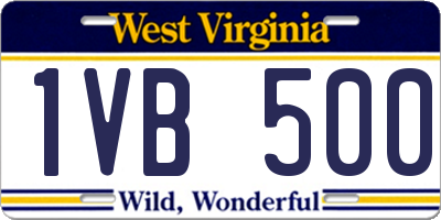 WV license plate 1VB500