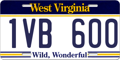 WV license plate 1VB600