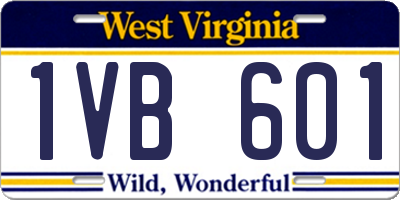 WV license plate 1VB601