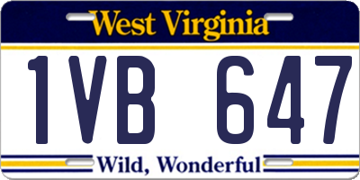 WV license plate 1VB647