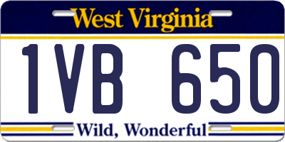 WV license plate 1VB650