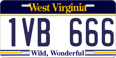WV license plate 1VB666