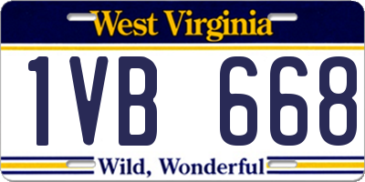 WV license plate 1VB668
