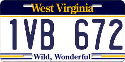 WV license plate 1VB672