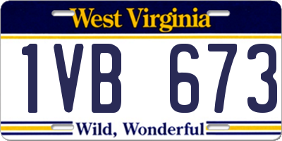 WV license plate 1VB673