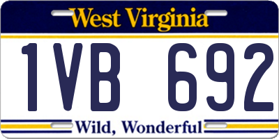 WV license plate 1VB692